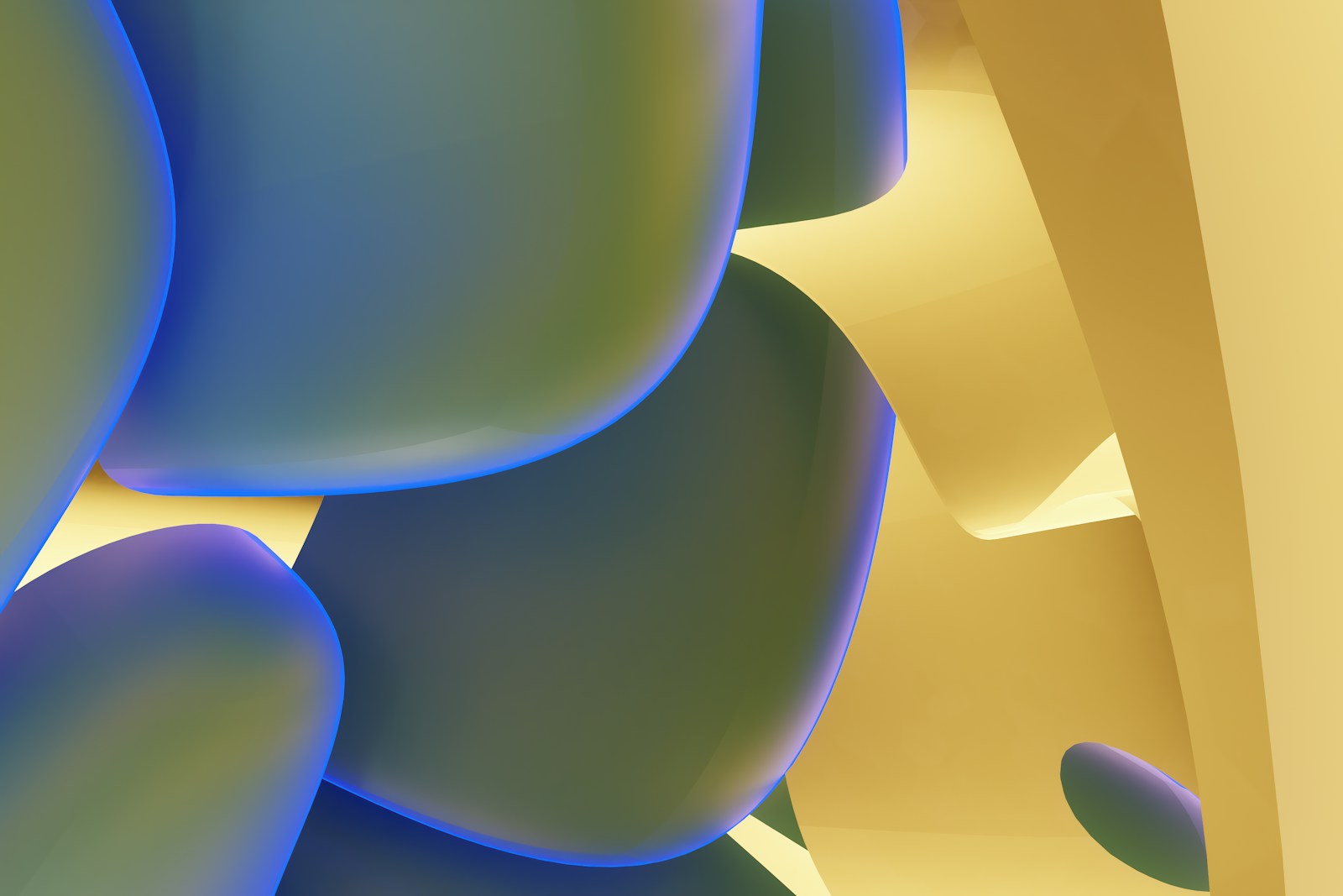 Abstract organic shapes with blue and yellow gradients